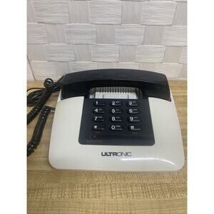 Vintage White/Black Ultronic Home Phone Model-019 with plug-in Made In Hong Kong
